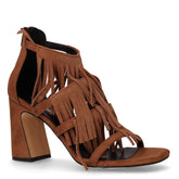 Sandalo con tacco in ecopelle cuoio - Sandali Con Tacco Donna | Boscaini Scarpe