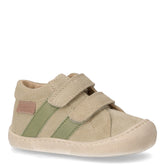 Barefoot sneaker in pelle con strappi bambino beige verde | Boscaini Scarpe
