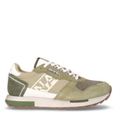 Sneaker in pelle e tessuto verde oliva | Boscaini Scarpe