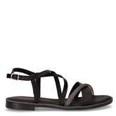 Sandalo in pelle con cinturini incrociati nero | Boscaini Scarpe