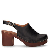 Zoccolo slingback in pelle con tacco nero | Boscaini Scarpe