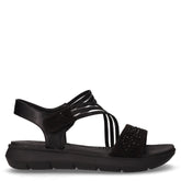 Sandalo in tessuto ed ecopelle nero | Boscaini Scarpe