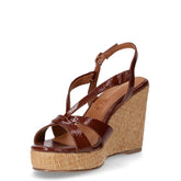 Sandalo in ecopelle con zeppa cognac | Boscaini Scarpe