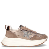 Sneaker in ecopelle e tessuto con zeppa kaki marrone - GOLD & GOLD | Boscaini Scarpe