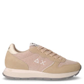 Ally Glitter Textile sneaker in tessuto e pelle beige | Boscaini Scarpe