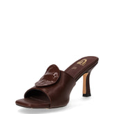 Ciabatta in ecopelle con tacco caffè | Boscaini Scarpe