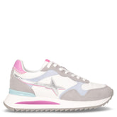 Yak sneaker in pelle e tessuto grigio bianco azzurro - W6YZ | Boscaini Scarpe