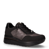 Sneaker in tessuto e pelle con zeppa metal nero grigio | Boscaini Scarpe