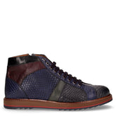 Stivaletto stringato con zip laterale in pelle comb marrone bordeaux - EXTON | Boscaini Scarpe