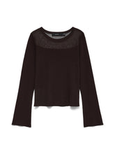 Maglia con inserto trasparente in tessuto marrone | Boscaini Scarpe