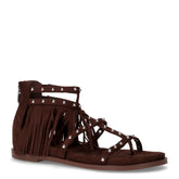 Sandalo in ecopelle scamosciata con frange caffè - Summer Days Sandali Donna | Boscaini Scarpe