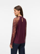 Maglia elegante con maniche in pizzo vino | Boscaini Scarpe