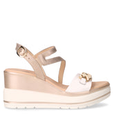 Sandalo in pelle con zeppa bianco rosa - Sandali Con Tacco Donna | Boscaini Scarpe