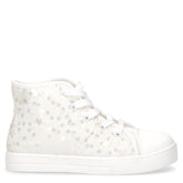 Sneaker in tessuto con paillettes bambina bianco argento | Boscaini Scarpe