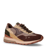 Sneaker in pelle scamosciata e tessuto marrone beige | Boscaini Scarpe