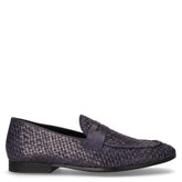 Mocassino in pelle intrecciata navy | Boscaini Scarpe