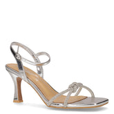 Sandalo in ecopelle e tessuto con tacco argento - TOO LIKE | Boscaini Scarpe