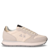 Ally Silver Gold sneaker in tessuto e pelle bianco panna oro | Boscaini Scarpe