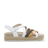 Sandalo con zeppa bianco giallo - Sandali Con Tacco Donna | Boscaini Scarpe