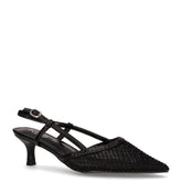 Slingback in ecopelle e tessuto con tacco nero | Boscaini Scarpe