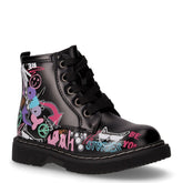 Anfibio in ecopelle con stampa graffiti bambina nero | Boscaini Scarpe