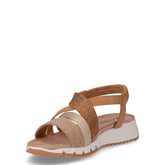 Sandalo in tessuto ed ecopelle cammello | Boscaini Scarpe