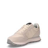 Ally Silver Gold sneaker in tessuto e pelle bianco panna oro | Boscaini Scarpe