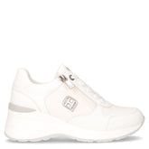 Sneaker in tessuto ed ecopelle con zeppa bianco | Boscaini Scarpe