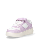 RD18 sneaker in ecopelle con strappo e lacci lilla bianco | Boscaini Scarpe