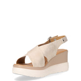 Sandalo con zeppa in pelle platino | Boscaini Scarpe