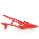Sandalo a punta con tacco rosso vernice - Sandali Con Tacco Donna | Boscaini Scarpe