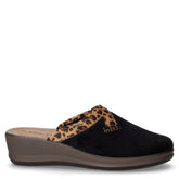 Ciabatta in tessuto con zeppa nero | Boscaini Scarpe