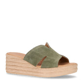 Ciabatta con zeppa in pelle salvia - Ciabatte Aperte Donna | Boscaini Scarpe