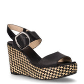 Sandalo in pelle con zeppa nero - Sandali Con Tacco Donna | Boscaini Scarpe