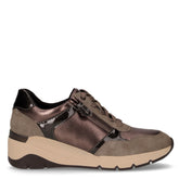 Sneaker con zeppa in ecopelle taupe - Sneakers Donna | Boscaini Scarpe