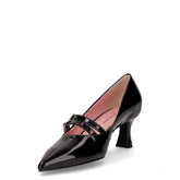 Mary Jane con tacco in ecopelle nero vernice | Boscaini Scarpe