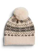 Cappello con pon pon in maglia beige | Boscaini Scarpe