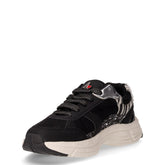 Sneaker in ecopelle e tessuto nero argento | Boscaini Scarpe
