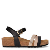Sandalo con zeppa nero platino rame - Sandali Con Tacco Donna | Boscaini Scarpe