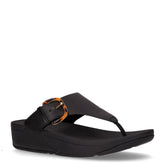 Ciabatta infradito con zeppa in pelle e gomma nero | Boscaini Scarpe