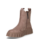 Stivaletto in tessuto con platform taupe | Boscaini Scarpe