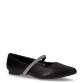 Ballerina in ecopelle con cinturino strass nero | Boscaini Scarpe