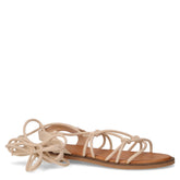 Sandalo in tessuto con lacci alla caviglia beige | Boscaini Scarpe