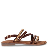 Sandalo in pelle e tessuto marrone | Boscaini Scarpe