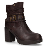 Tronchetto in ecopelle con cinturini decorativi marrone | Boscaini Scarpe