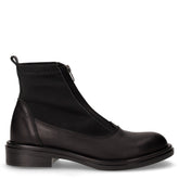 Stivaletto in pelle e tessuto con zip frontale nero | Boscaini Scarpe