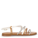 Sandalo in ecopelle con strass bianco | Boscaini Scarpe