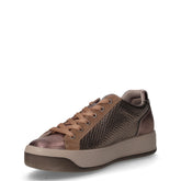 Sneaker in pelle laminata con zip laterale taupe | Boscaini Scarpe