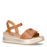 Sandalo con zeppa in pelle cuoio | Boscaini Scarpe