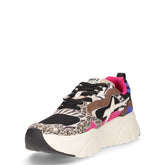 Mia sneaker in pelle e tessuto marrone nero fuxia | Boscaini Scarpe